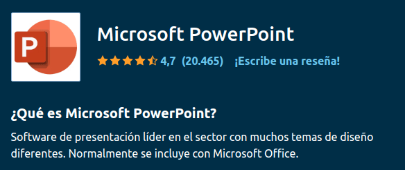 Valoración de 4,7 en Capterra de Microsoft PowerPoint