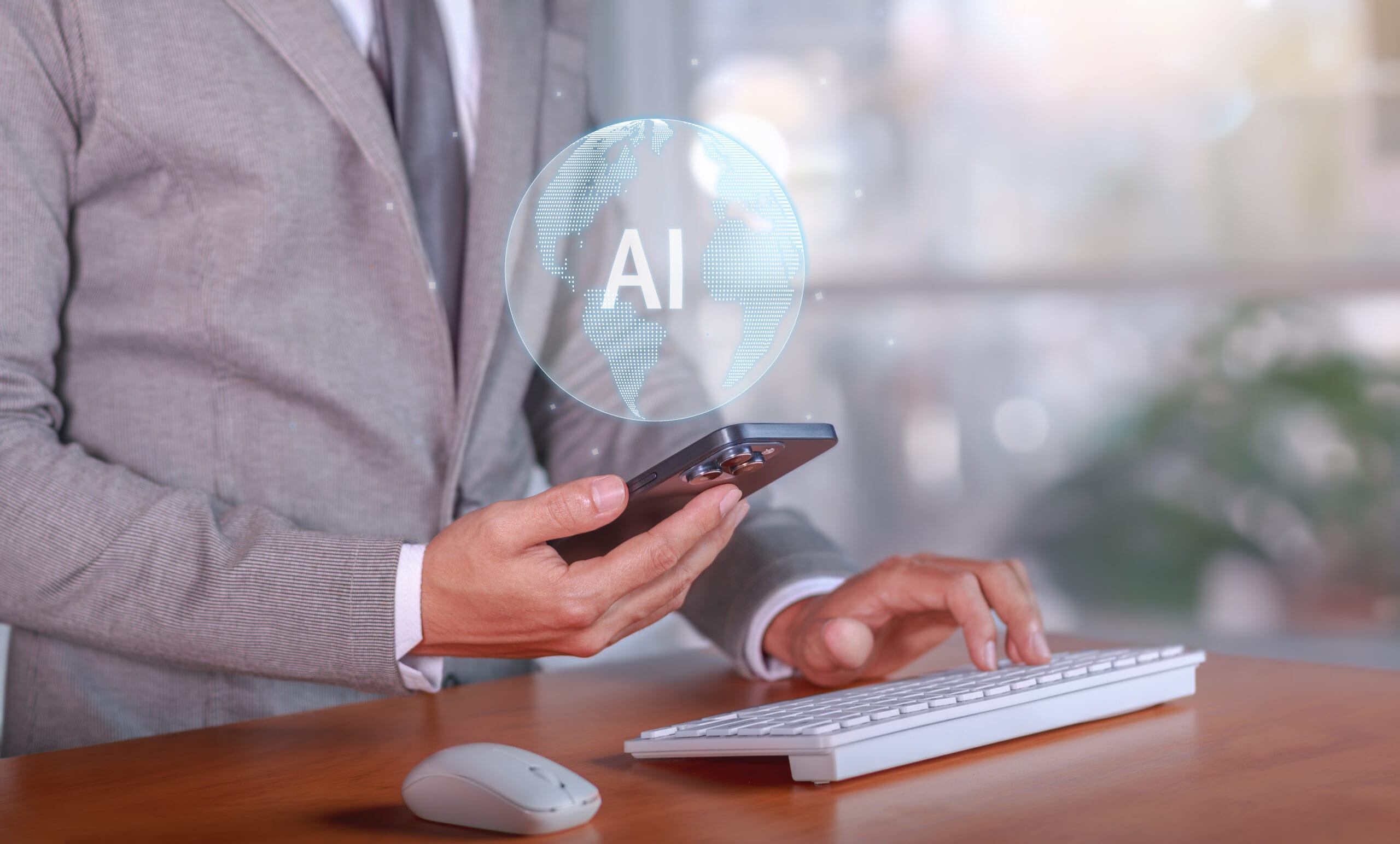 businessman leveraging ai for enhanced office productivity and efficiency